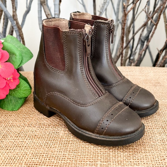 Tuff Rider Other - TuffRider Kid’s Front Zip Equestrian Paddock Boot Size 8 Brown